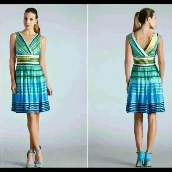 MUSE Gorgeous Fit & Flare Flattering Striped Girly Summer Sun Dress NWT 14 - Picture 1 of 9